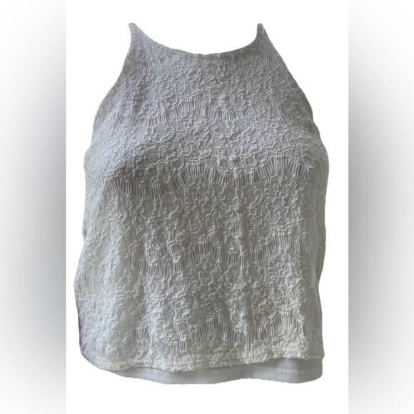 Monteau Tops - Monteau White High Neck Floral Lace Camisole Layered Tank Top Medium